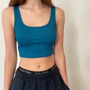 Teal shein tank crop XS/small